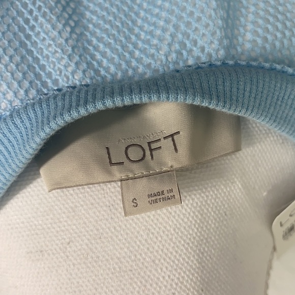 NWT Women’s LOFT Baby Blue Mesh Crochet Blouse Size Small - Picture 5 of 8